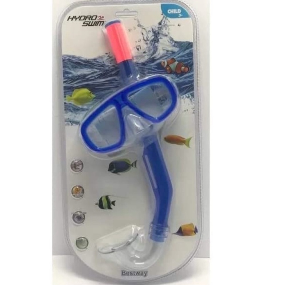 Bestway Dive 2 Piece Mask and Snorkel Hydro Swim Set Kids Ages 3+ Unisex Blue